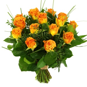 12 Oranje/zalm rozen