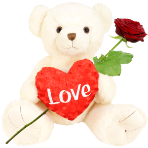 Knuffelbeer XXL ca. 65cm
+ rood Love hart