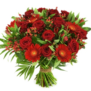 Rode rozen en
bloemen