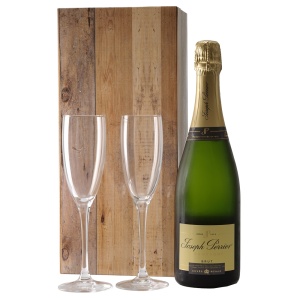 Joseph Perrier Brut
en 2 champagne glazen