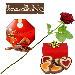 Choco liefde pakket
+ verse rode roos