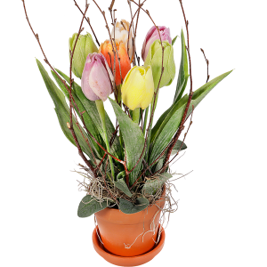 Zijde tulpen in pot
↕ 28cm x  Ø 10cm