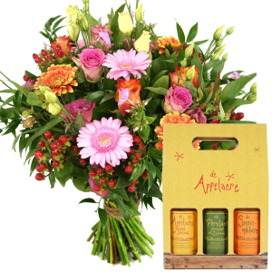 Boeket roze - oranje
+ sappen gift box