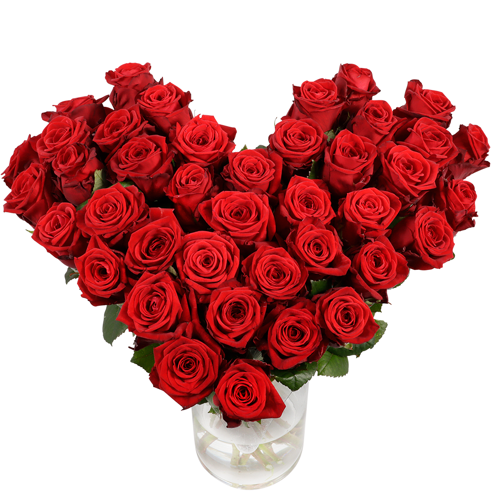 Groot hart met rode rozen
