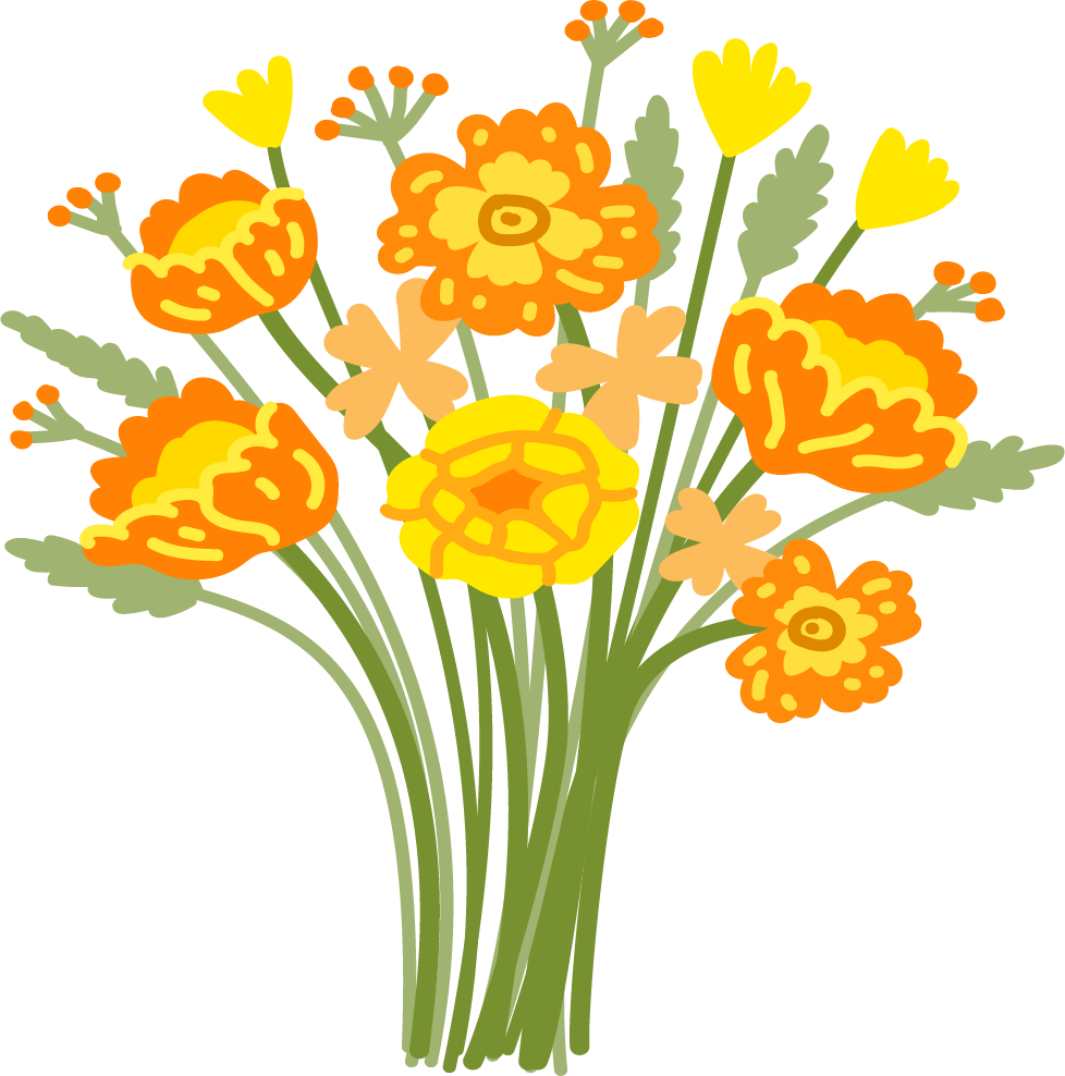 Boeket gemengd oranje geel bloemen keuze bloemist