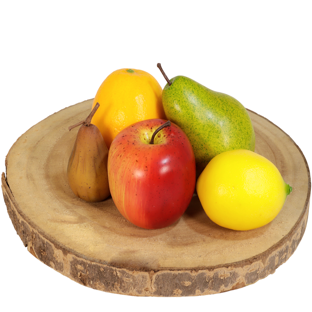 Kunstfruit: Sinaasappel – peer – citroen – rode appel – vijg