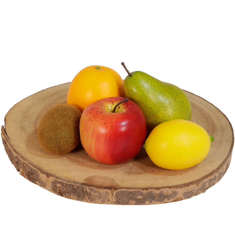 Kunstfruit: 5 stuks peer – sinaasappel – rode appel – kiwi – citroen
