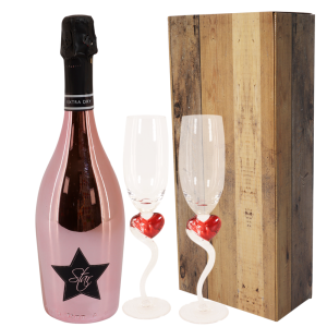 Prosecco rosé +
2 harten champagne glazen