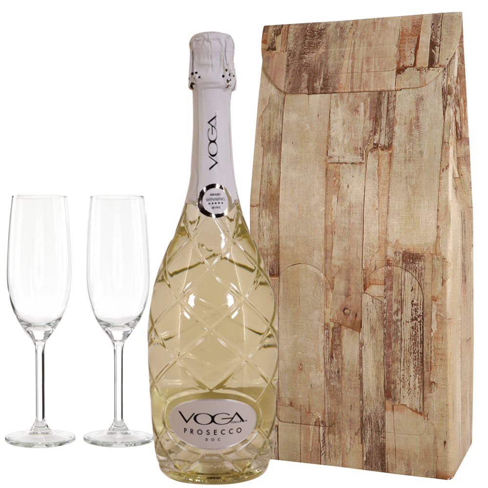 Luxe fles Voga prosecco dry met champagne glazen