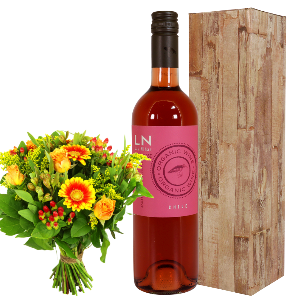 Las Ninas rosé Organic wijn + bloemen