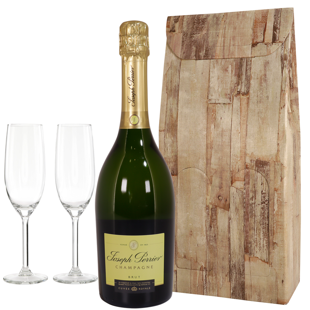 Joseph Perrier Brut en champagne glazen bezorgen