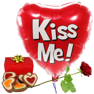 Kiss me hart ballon
+ hartjes chocolade