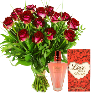 Rode rozen + 
gratis rozen parfum